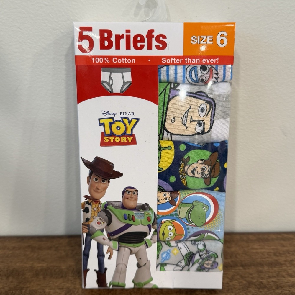 Toy Story 4 Movie Briefs Underwear 5-Pair Pack Woody Buzz Lightyear Boys Size 6